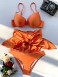 Orange Push Up Cami Bikini and Cover Up 3PCS Set