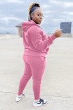 Pink Hoody Long Sleeves Top and Pants with Pocket 2PCS Set