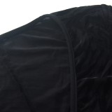 Black V-neck Long Sleeve Transparent Back Slit Long Dress