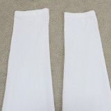 Plus Size White One Shoulder Long Sleeve Irregular Top and Pant 2PCS Set