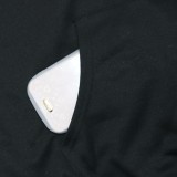 Plus Size Letter Print Black Loose Hoody Top with Kangaroo Pocket