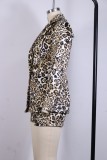 Leopard Print Long Sleeve Office Blazer And Shorts 2PCS Set