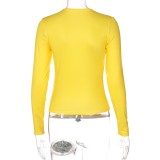 Yellow Printed Long Sleeve O-Neck Shirt