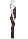 Leopard Printed Cami Slim Fit Jumpsuit