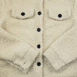 Apricot Fleece Button Up Turtleneck High Low Coat
