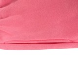 Pink Drawstring Hoody Crop Top and Pants 2PCS Set