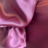 Plus Size Purple Silk V-Neck Puff Sleeve Flounce Midi Dress