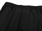 Plus Size Black O-Neck Slit Long Sleeves Long Top and Pants 2PCS Set