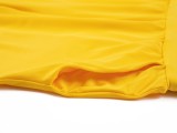 Plus Size Yellow O-Neck Slit Long Sleeves Long Top and Pants 2PCS Set