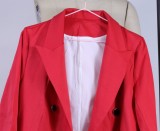 Red Button Long Sleeve Turndown Collar Blazer and Pants 2PCS Set