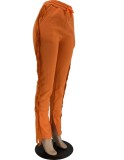 Orange Tassels High Waist Loose Drawstring Trousers