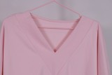 Pink V-Neck Long Sleeve Drop Shoulder Shirt