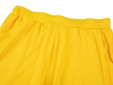 Plus Size Yellow O-Neck Slit Long Sleeves Long Top and Pants 2PCS Set
