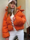 Orange Snap Button Hoody Padded Jacket