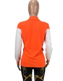 Orange and White Contrast Turndown Collar Double-Breasted Blazer