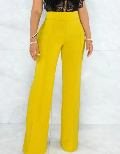 Yellow High Waist Loose Pant