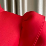 Red Flounce Midi Neck Short Sleeve Midi Skinny Dress