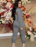 Gray Cami Top and Long Sleeve Cape Top with Sweatpants 3PCS Set