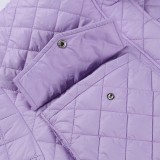 Purple Zipper Up Long Sleeves Jacket with Overside Pocket