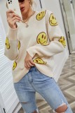 Smile EMO Apricot O-Neck Long Sleeve Pullover Sweater