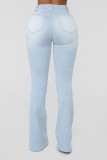 Lt-Blue Low Waist Casual Jeans with Pocket