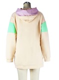 Color Block Long Sleeves Oversized Hoody Sweatshirt with Pocket