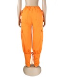 Orange Loose and Fitted Ripped Trousers with Pocket