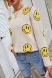 Smile EMO Apricot O-Neck Long Sleeve Pullover Sweater