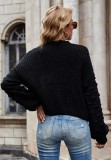 Black O-Neck Drop Shoulder Long Sleeve Loose Pullover Sweater
