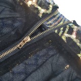 Black Bling Sequins Mesh See Through Sleeveless Skinny Midi Dress