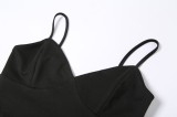 Black Cami Fringe Irregular Slim Fit Maxi Dress