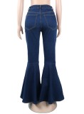 Dk-Blue High Waist Bell Bottom Jeans