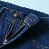 Dk-Blue High Waist Bell Bottom Jeans
