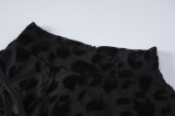 Black Leopard Fishnet Patched Long Sleeve Bodycon Jumpsuit