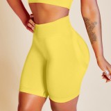 Yellow High Wait Bodycon Workout Active Sport Shorts