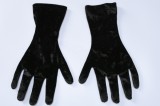 Black Velvet Tight Long Sleeves O-Neck Maxi Dress with Gloves