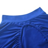 Blue Lace Up Cut Out Long Sleeve Sheath Mini Dress