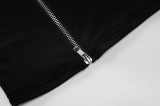 Black O-Neck Zipper Split Long Sleeve Sheath Mini Dress