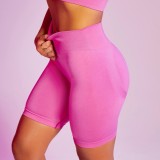 Rose Red High Wait Bodycon Workout Active Sport Shorts