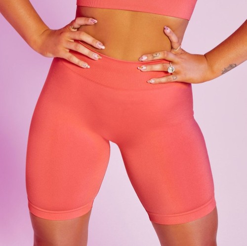Pink High Wait Bodycon Workout Active Sport Shorts
