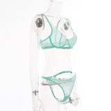 Mint Green & White Lace Bra and Pantie Lingerie Set