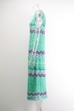 Green Kintted Sleeveless Long Dress