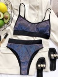 Sparkly Blue High Waist Cami Bikini 2PCS Set