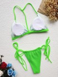 Green Cami Halter Bikini Two Piece Set