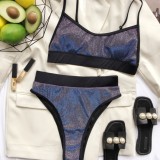 Sparkly Blue High Waist Cami Bikini 2PCS Set