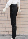 Black Leather High Waist Bodycon Trousers