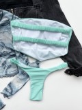 Green High Cut Strapless Bikini Two Piece Set