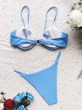 Blue High Cut Cami Bikini 2 Piece Set