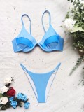 Blue High Cut Cami Bikini 2 Piece Set