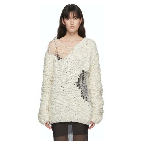 White Hollow Out Sweater Dress